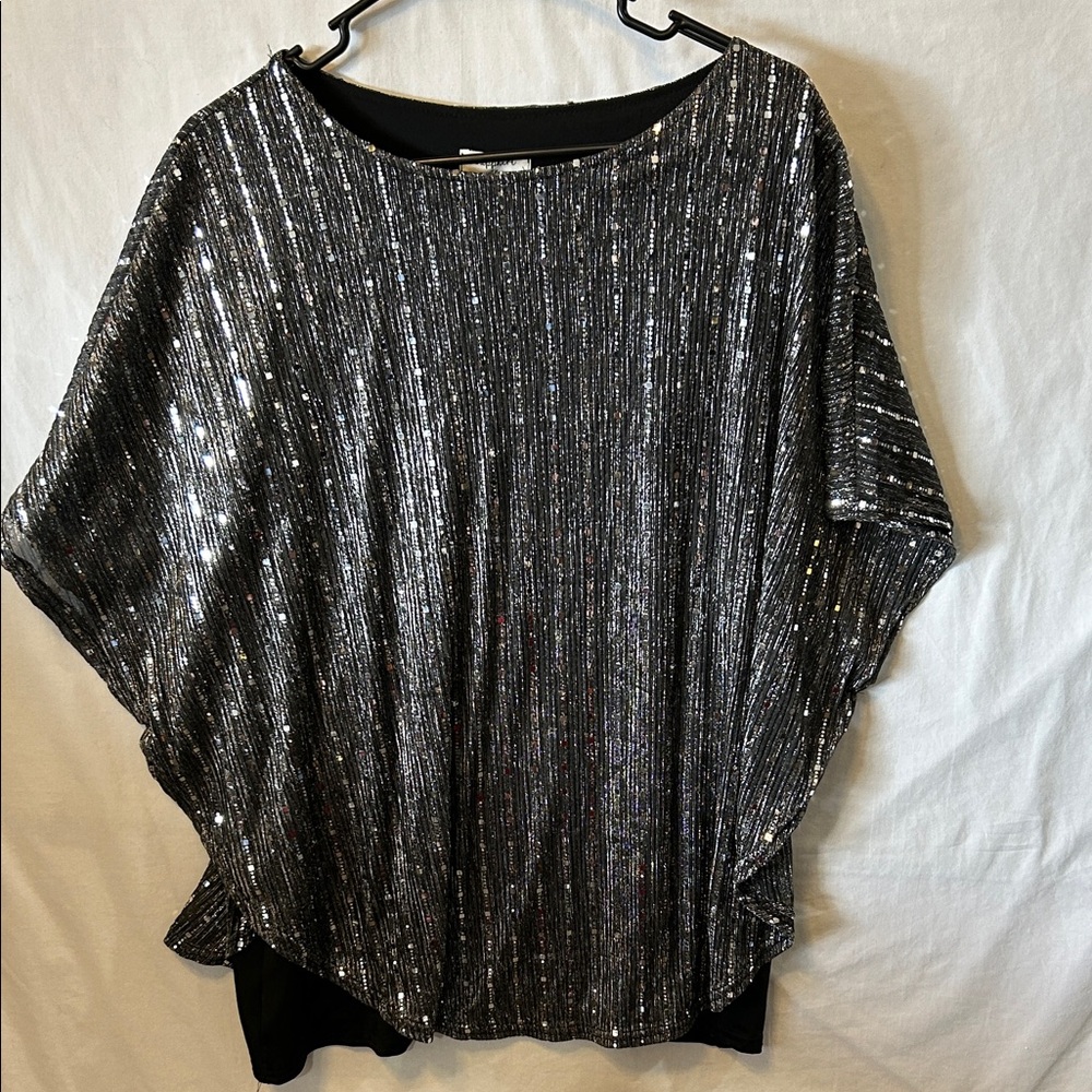 Shimmering Black Sequin Tunic Top
